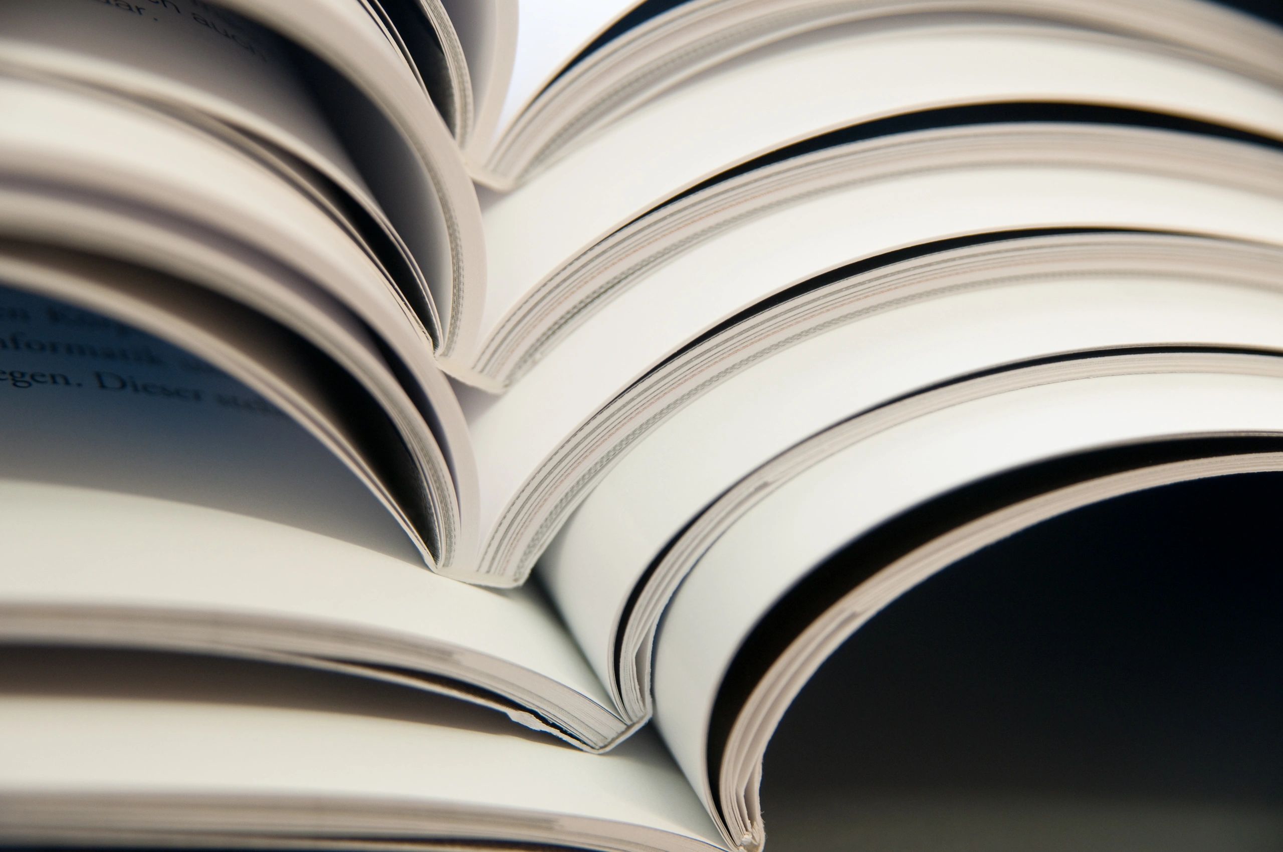 Open blank magazines viewed from above