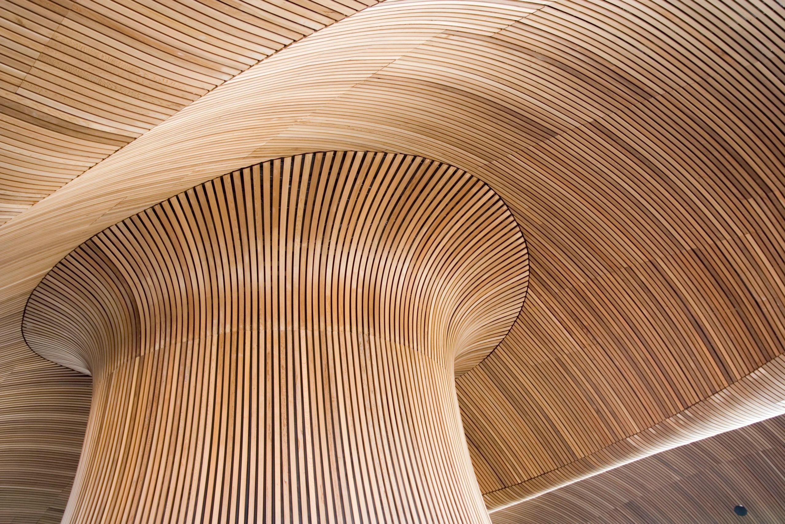 Architectural ceiling detail with warm light